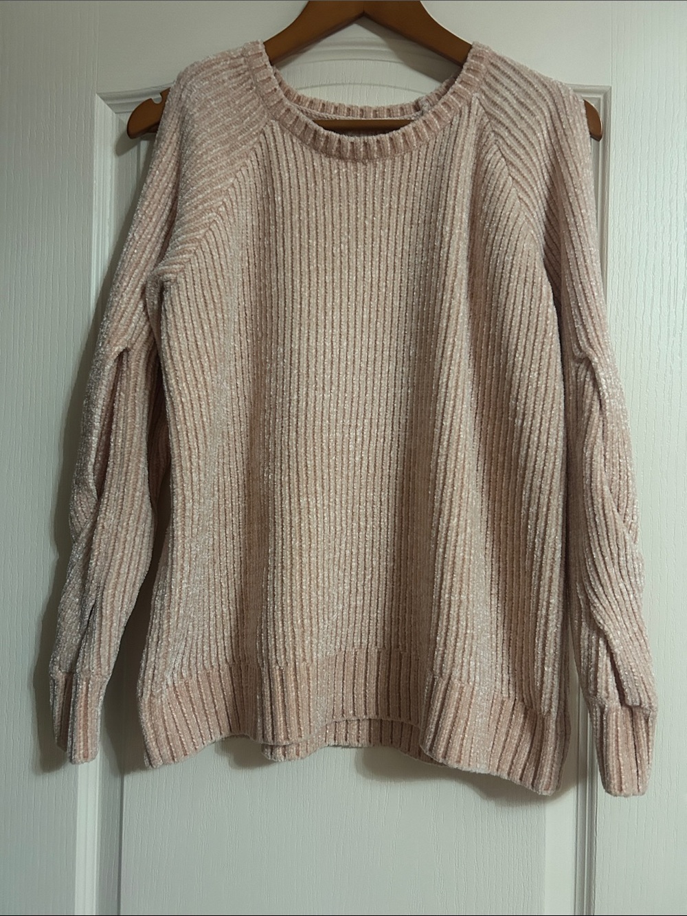 Calia by Carrie Underwood Cozy Ribbed Crew Neck Sweater - Light Blush Pink